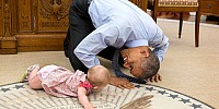 Barack Obama crawling with Ella Rhodes